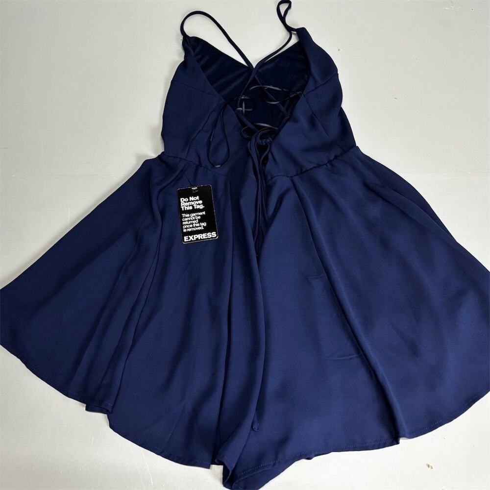 SOLD - Express Navy Mini LaceUp Romper